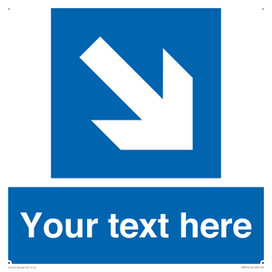 Custom Directional signage blue down right arrow 